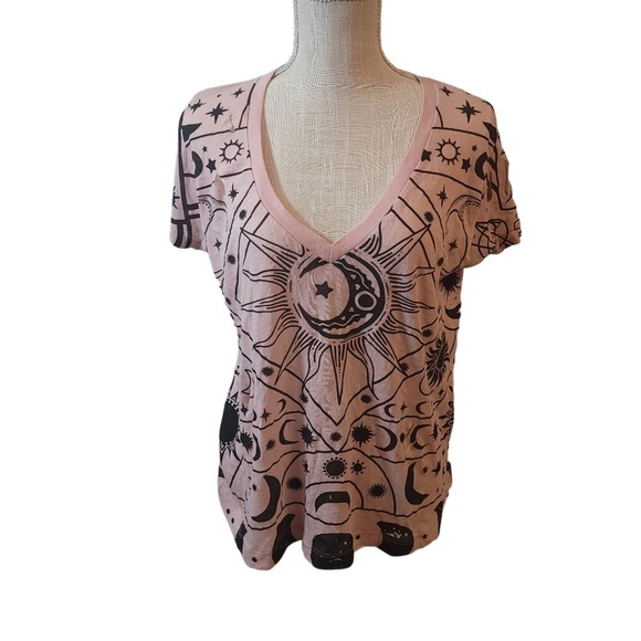 Wildfox Moon Astrology Skater V-Neck Tissue Jersey Rose Smoke Size Small NWT HTF
